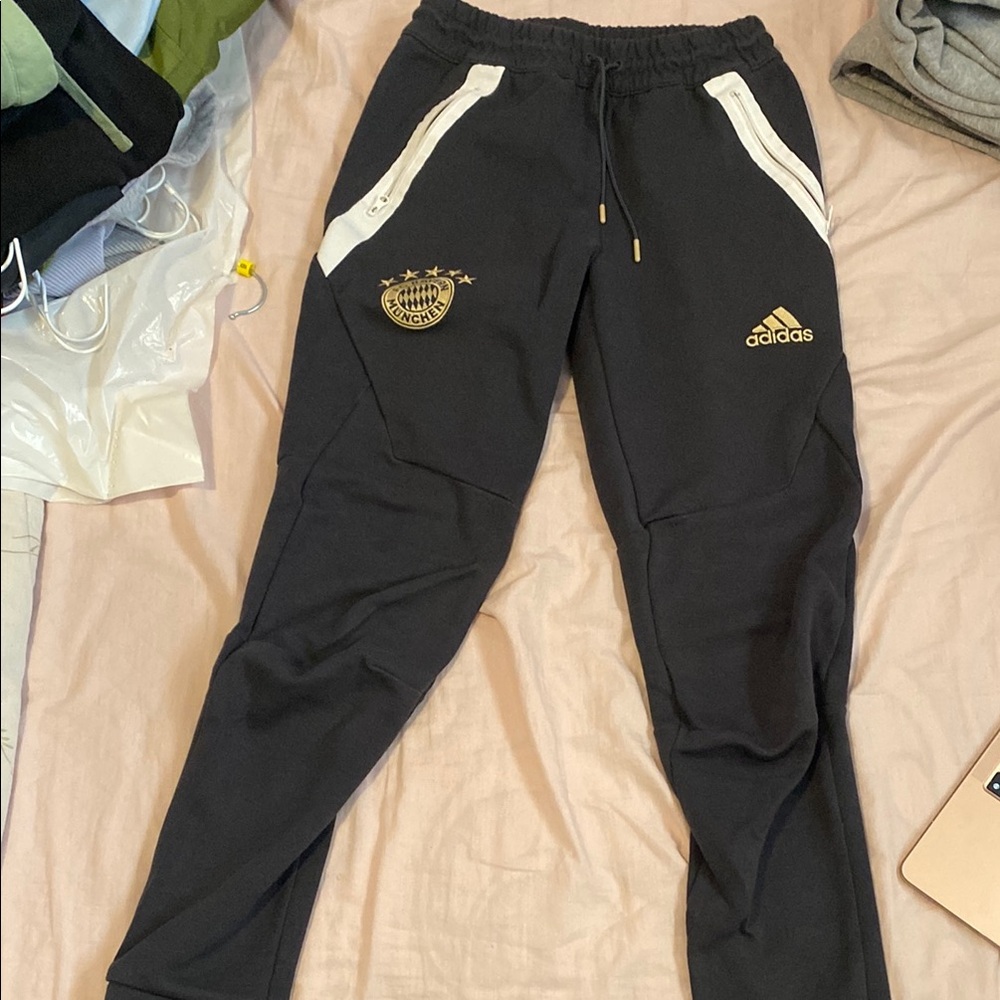 Adidas Black and White Sweatpants Tapered Fit